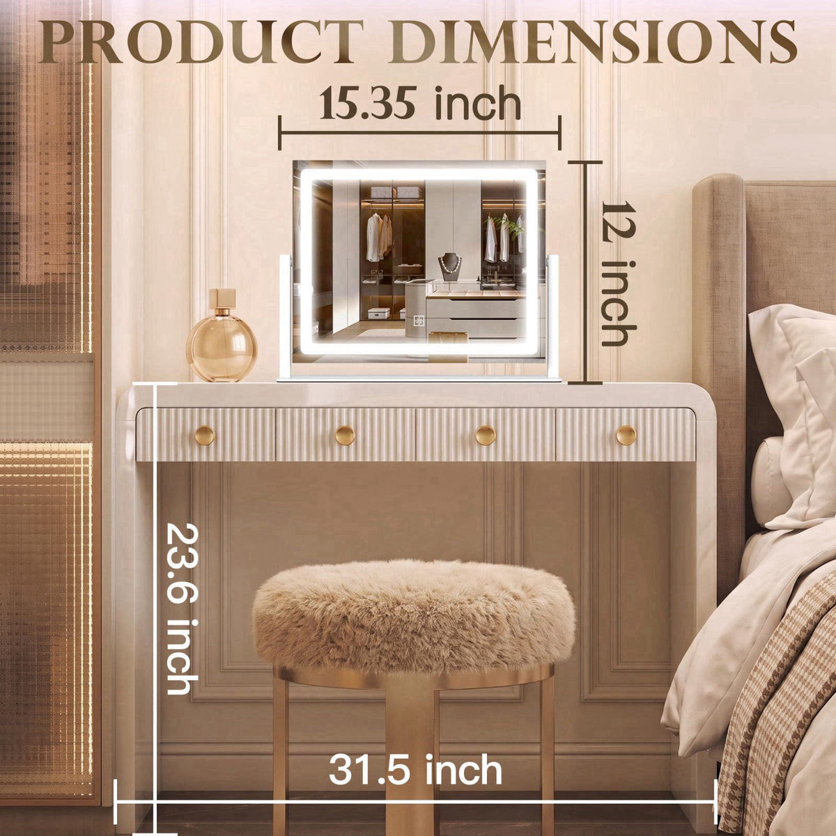 CraftCraze Makeup Mirror with Lights Vanity Mirror Dimmable|16''*12''White – close-up detail