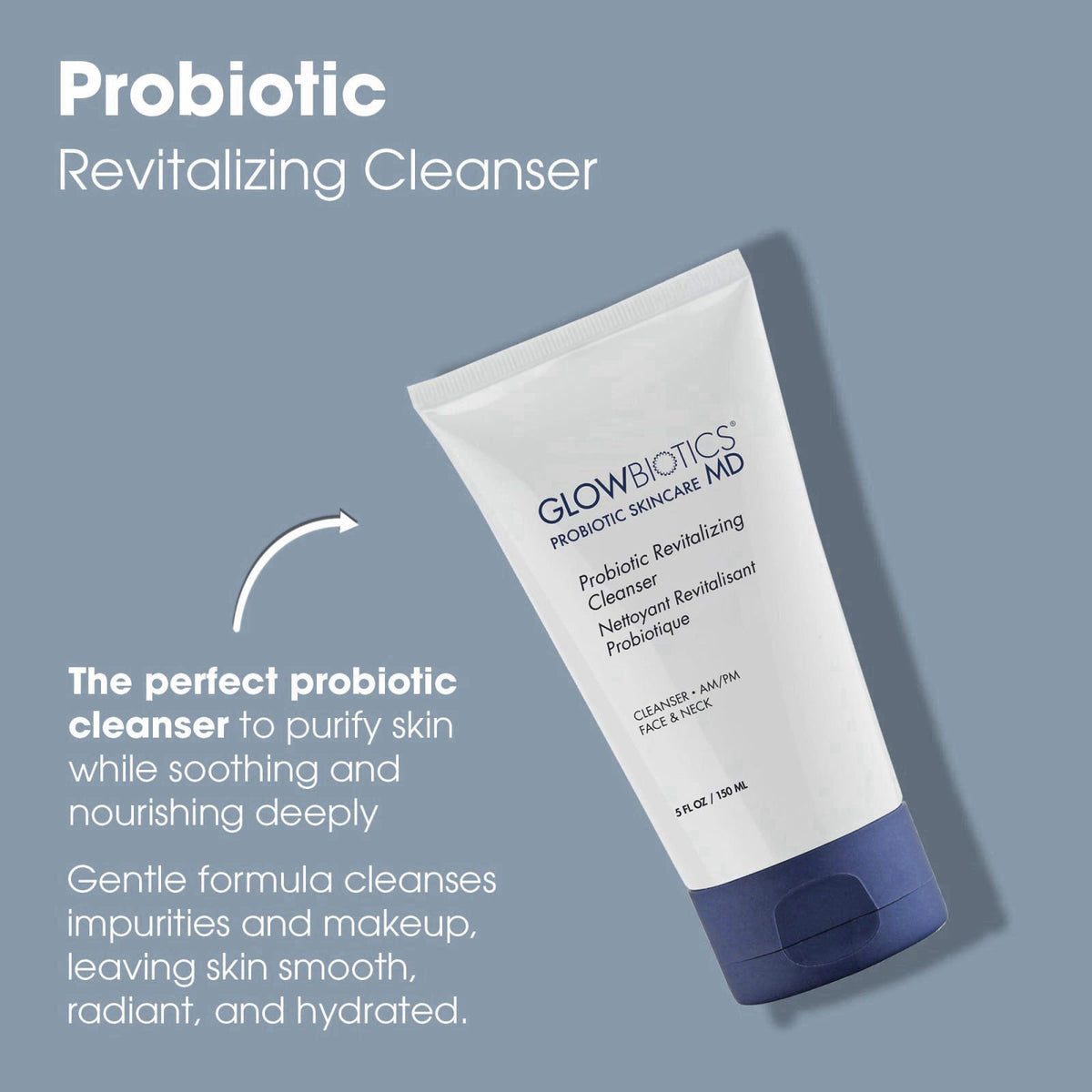 Glowbiotics Probiotic Revitalizing Cleanser - Anti-Aging Face Wash with Peptides - 5 oz - Hydrating Gel for Hormonal, Dr