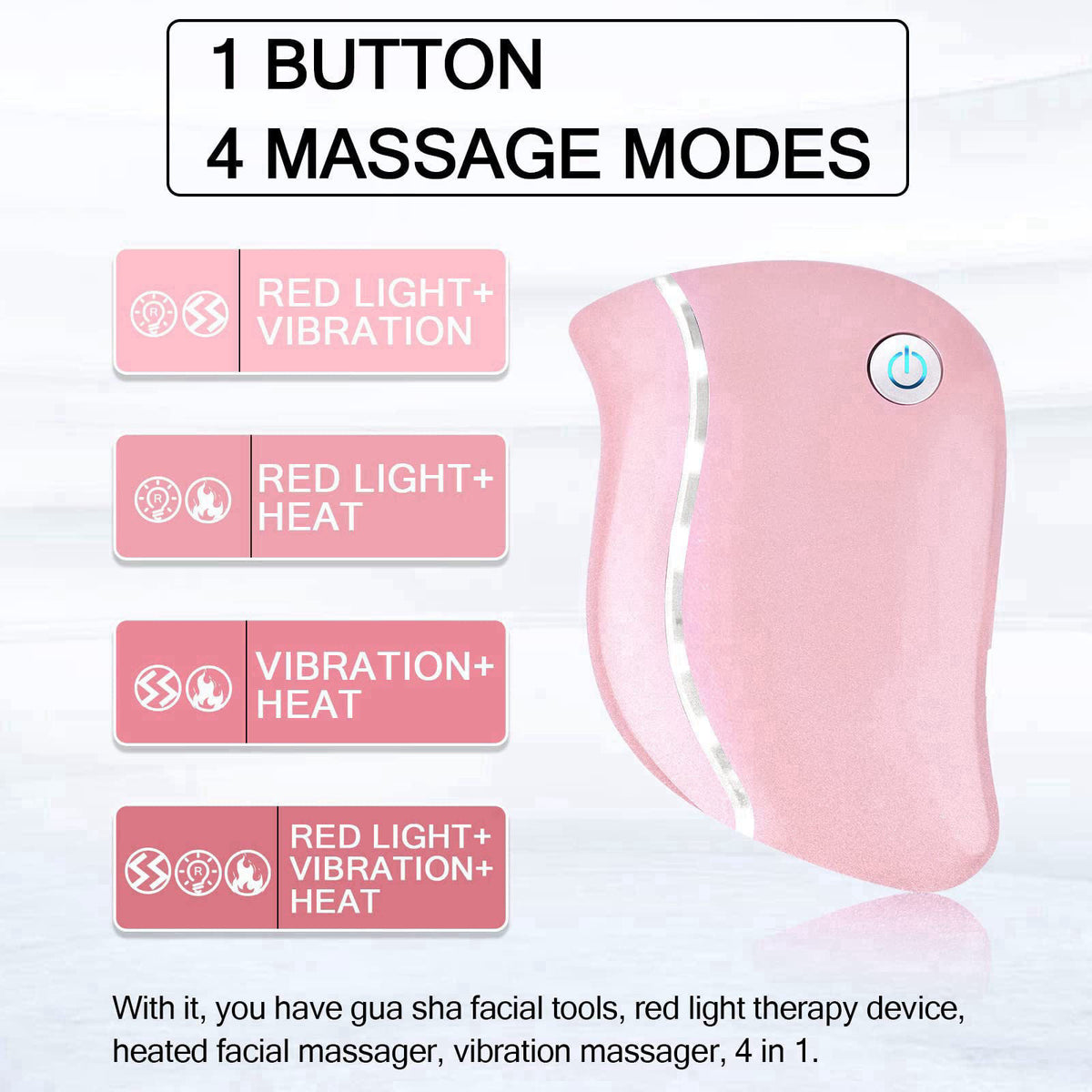 Aikertec Heat Electric Gua Sha Tool, 4-in-1 Multi-Function Anti-Aging Face Massager, Facial Contouring & Firming, Double