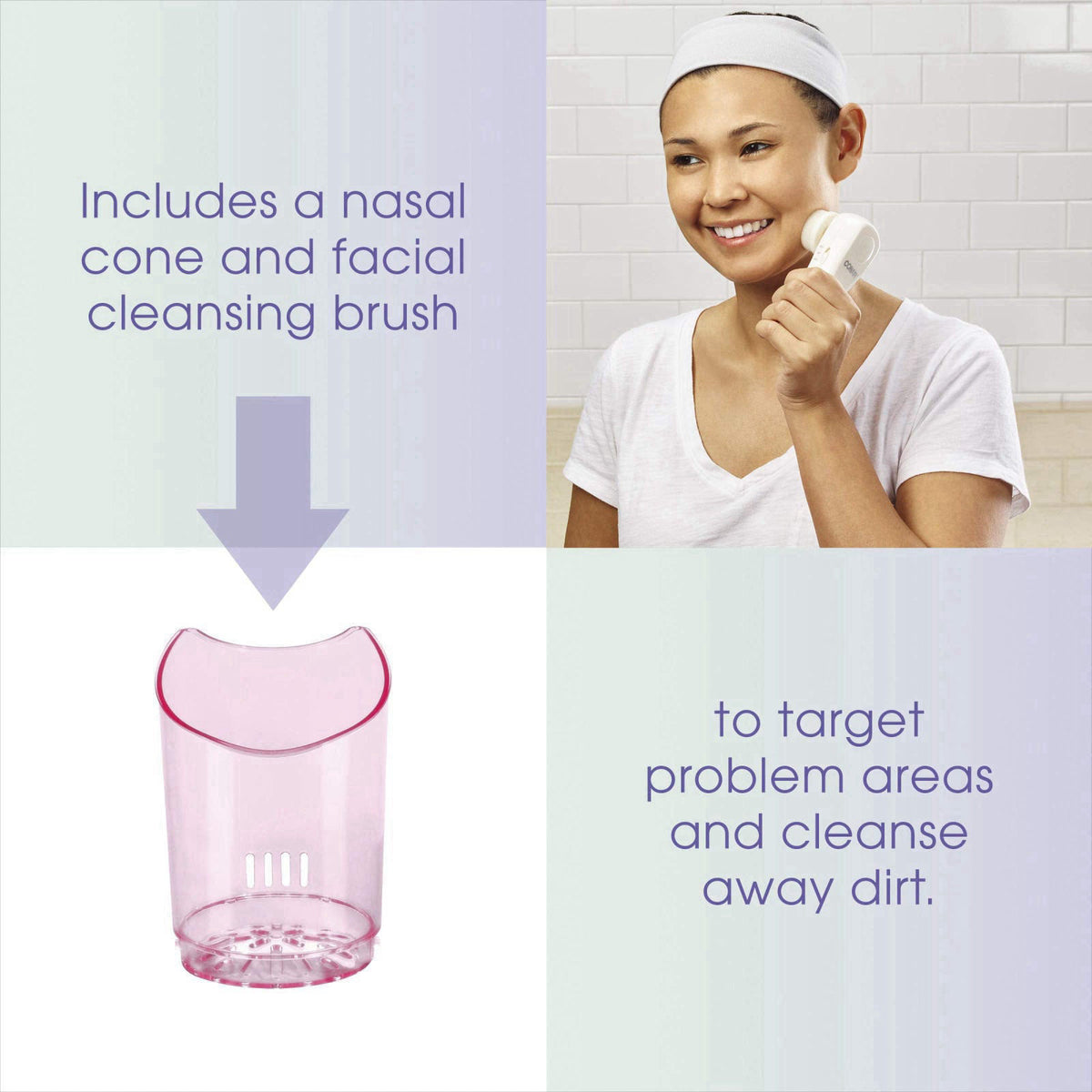 True Glow by Conair Gentle Mist Moisturizing Facial Steamer with Cleansing Brush – full view
