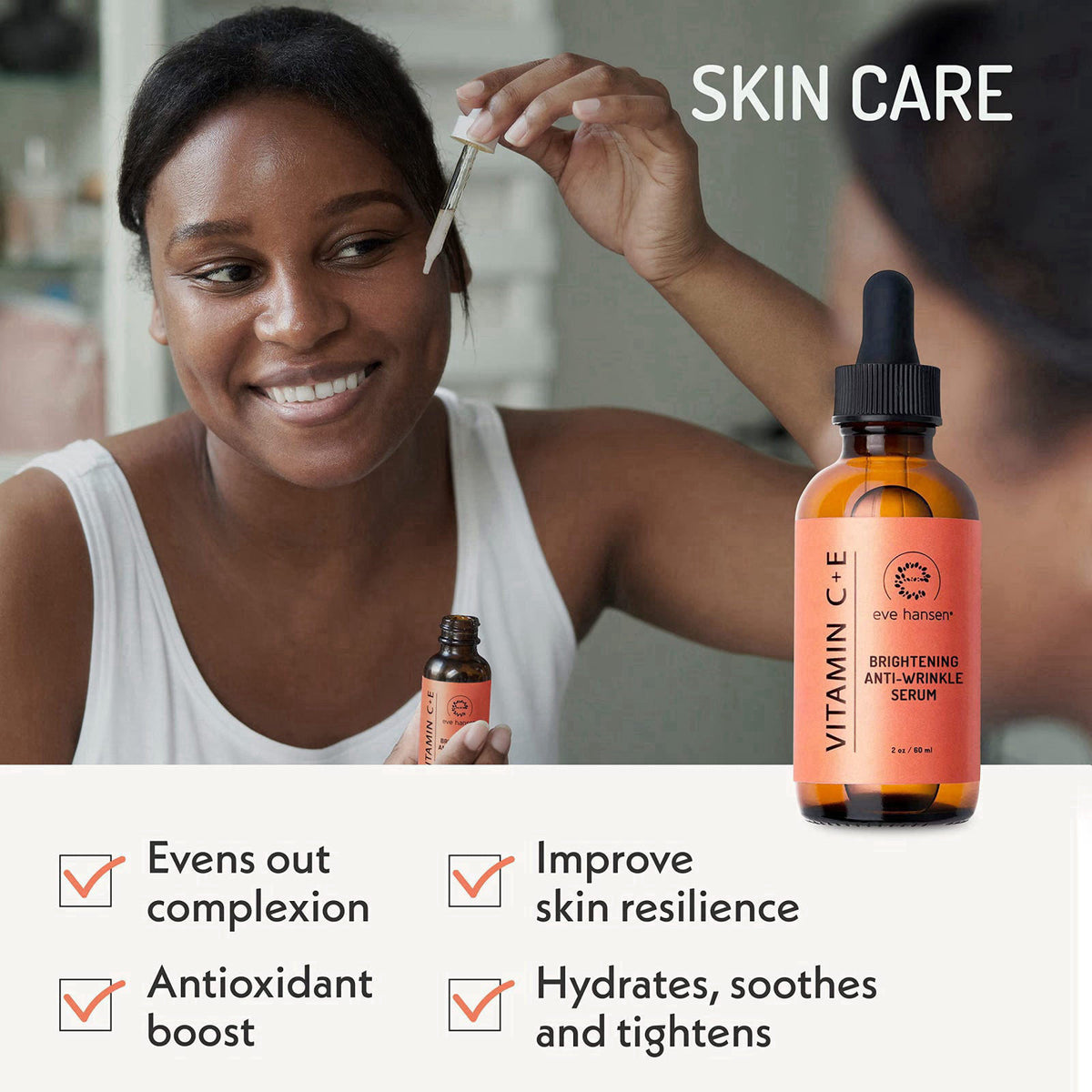 Eve Hansen Vitamin C Serum for Face - Facial Serum with Hyaluronic Acid, Vitamin E and Aloe Vera 2 oz - for softer, smoo
