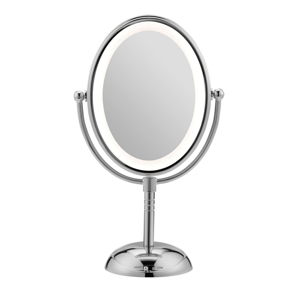 Conair Lighted Makeup Mirror, LED Vanity Mirror, 1X/7X Magnifying Mirror, Double Sided, Battery Operated in Polished Chr