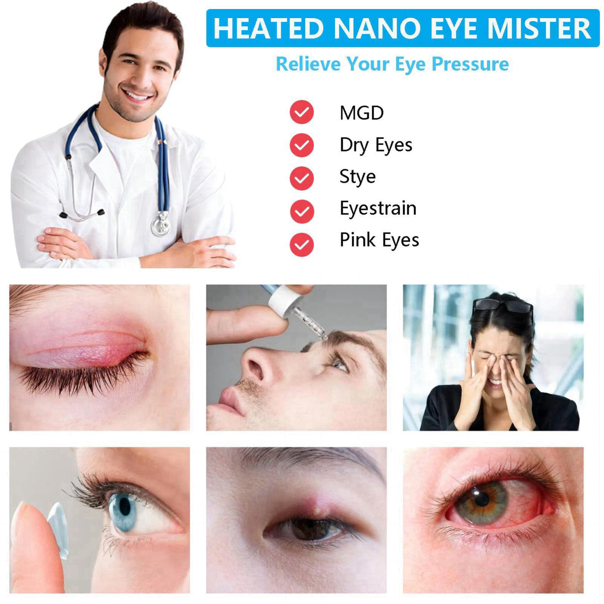 LIZICH Heated Nano Eye Mist Sprayer,Portable Eye Mister with Warm Compress Moist Heat for Relief Dry Eyes and Stye,Eye D