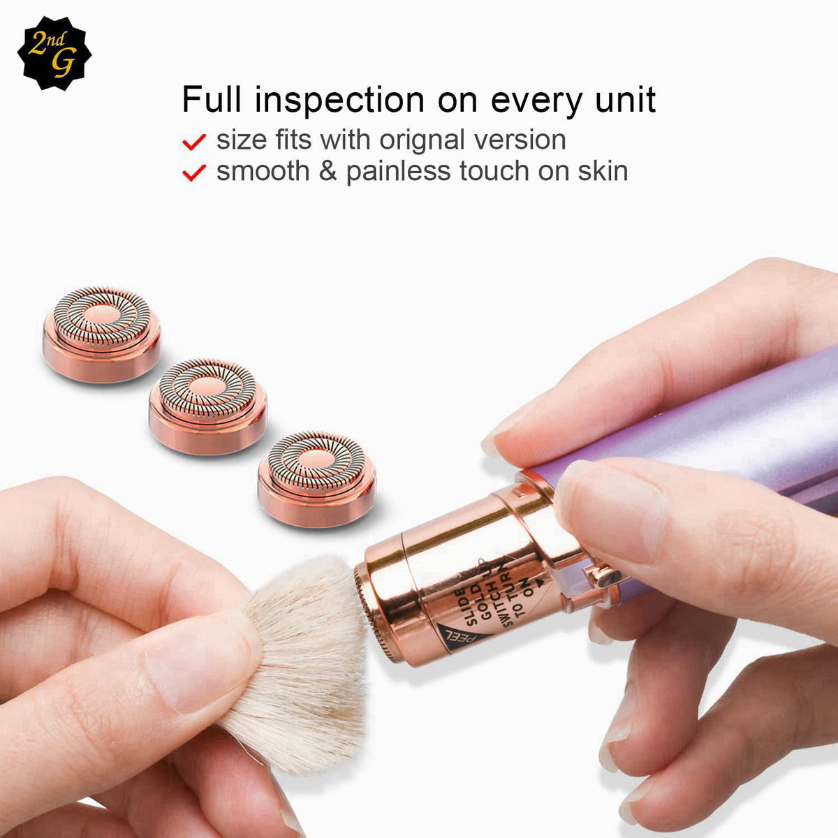 tuokiy Replacement Heads for Flawless Gen 2, Double Ring, 6-Pack – alternate angle