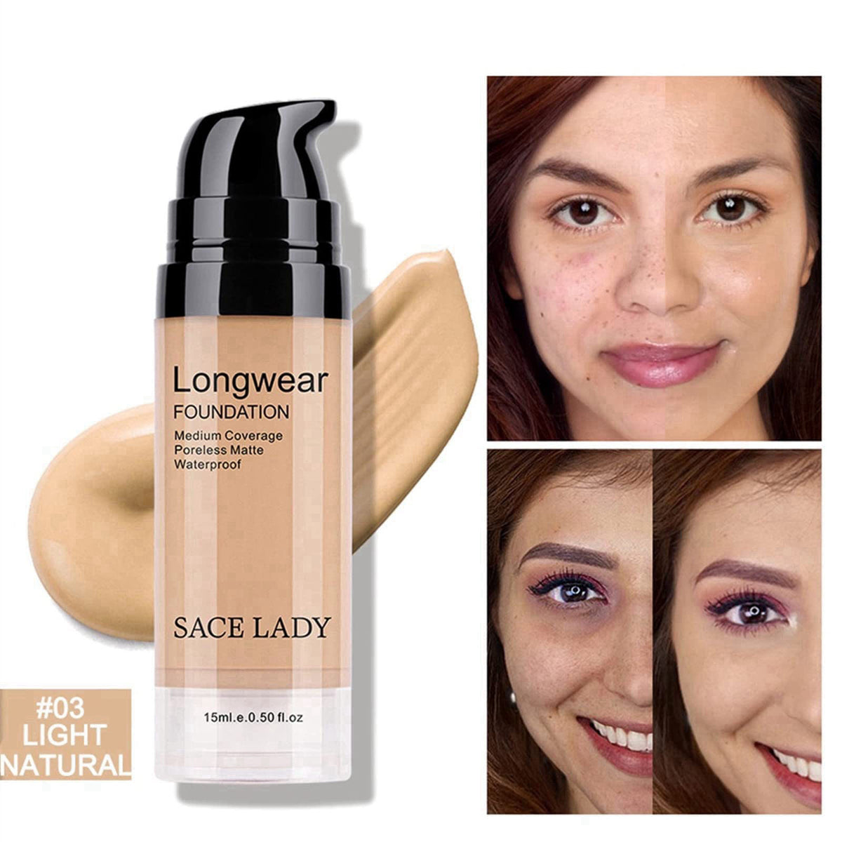 SACE LADY 2Pcs Face Make Up Set, Foundation and Oil Control Pressed Powder – alternate angle