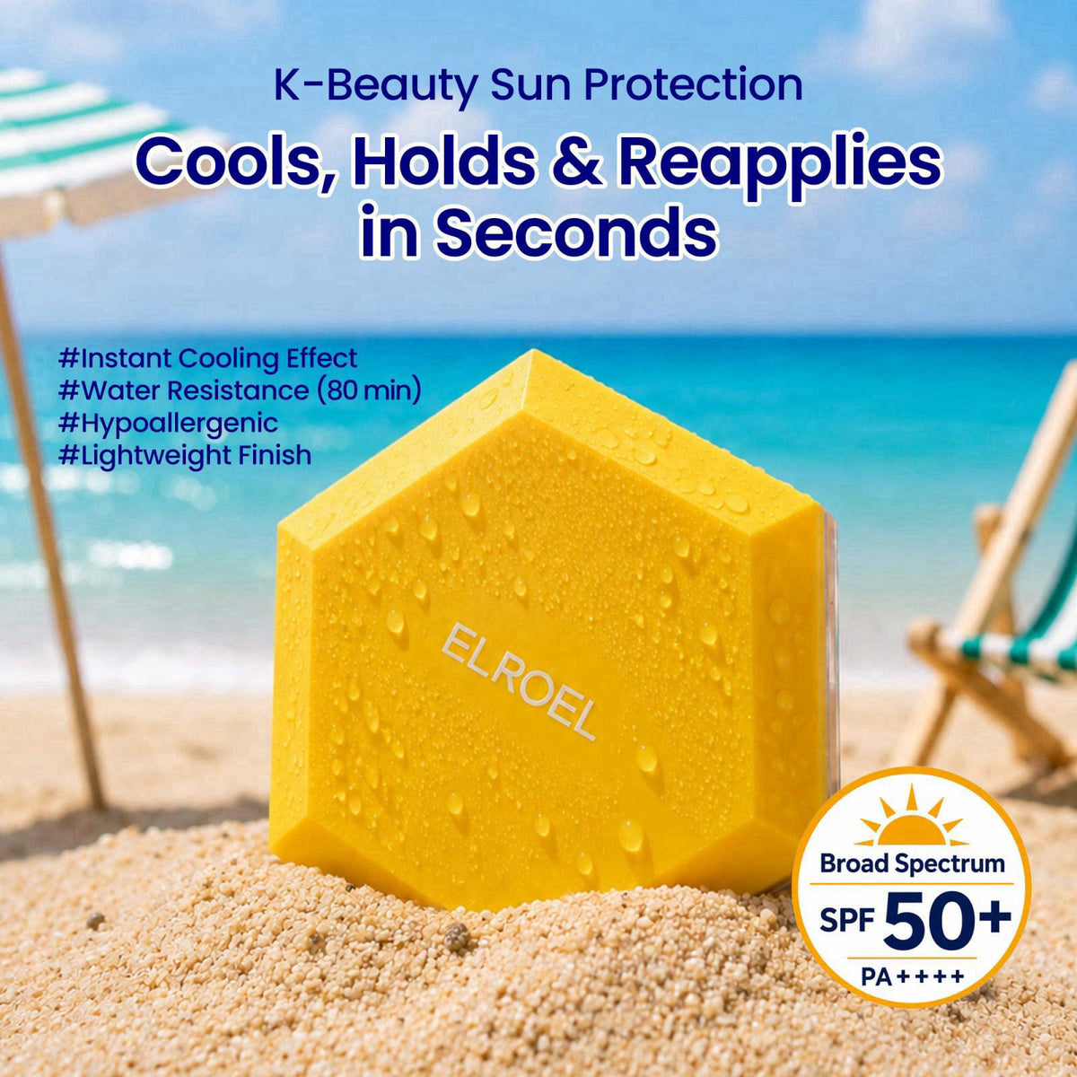 ELROEL Pang Pang Sun Cushion Plus - SPF 50 Face Sunscreen 0.53 oz – close-up detail in Standard Cushion 0.53 Oz
