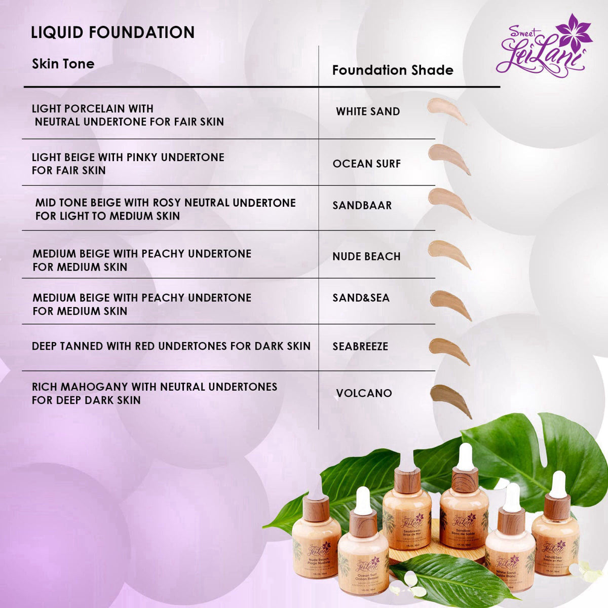 Sweet LeiLani Liquid Foundation, Waterproof Full Coverage Foundation Vegan, Cruelty-Free, 3 in 1 Makeup Foundation Liqui