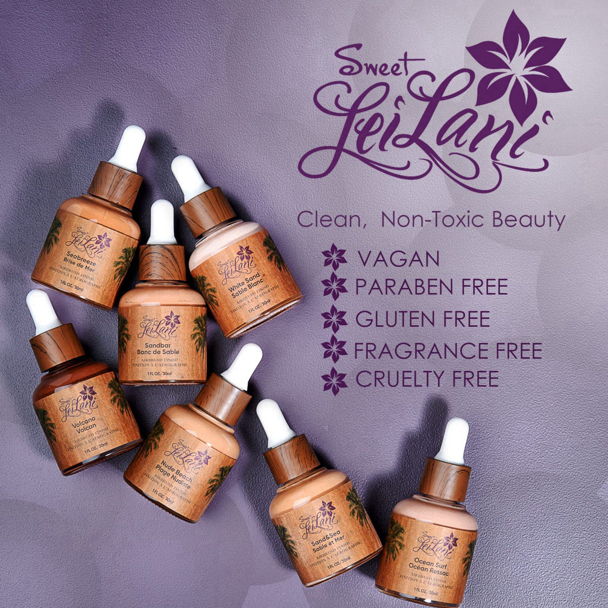 Sweet LeiLani Liquid Foundation, Waterproof Full Coverage Foundation Vegan, Cruelty-Free, 3 in 1 Makeup Foundation Liqui
