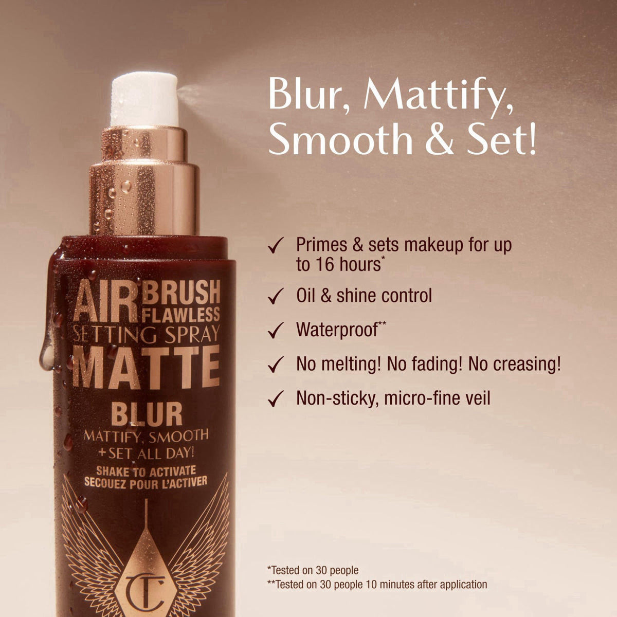 Charlotte Tilbury Airbrush Flawless Matte Setting Spray – Ulta-Fine Mist to Prime & Set Makeup Up to 16Hr – Oil and Shin