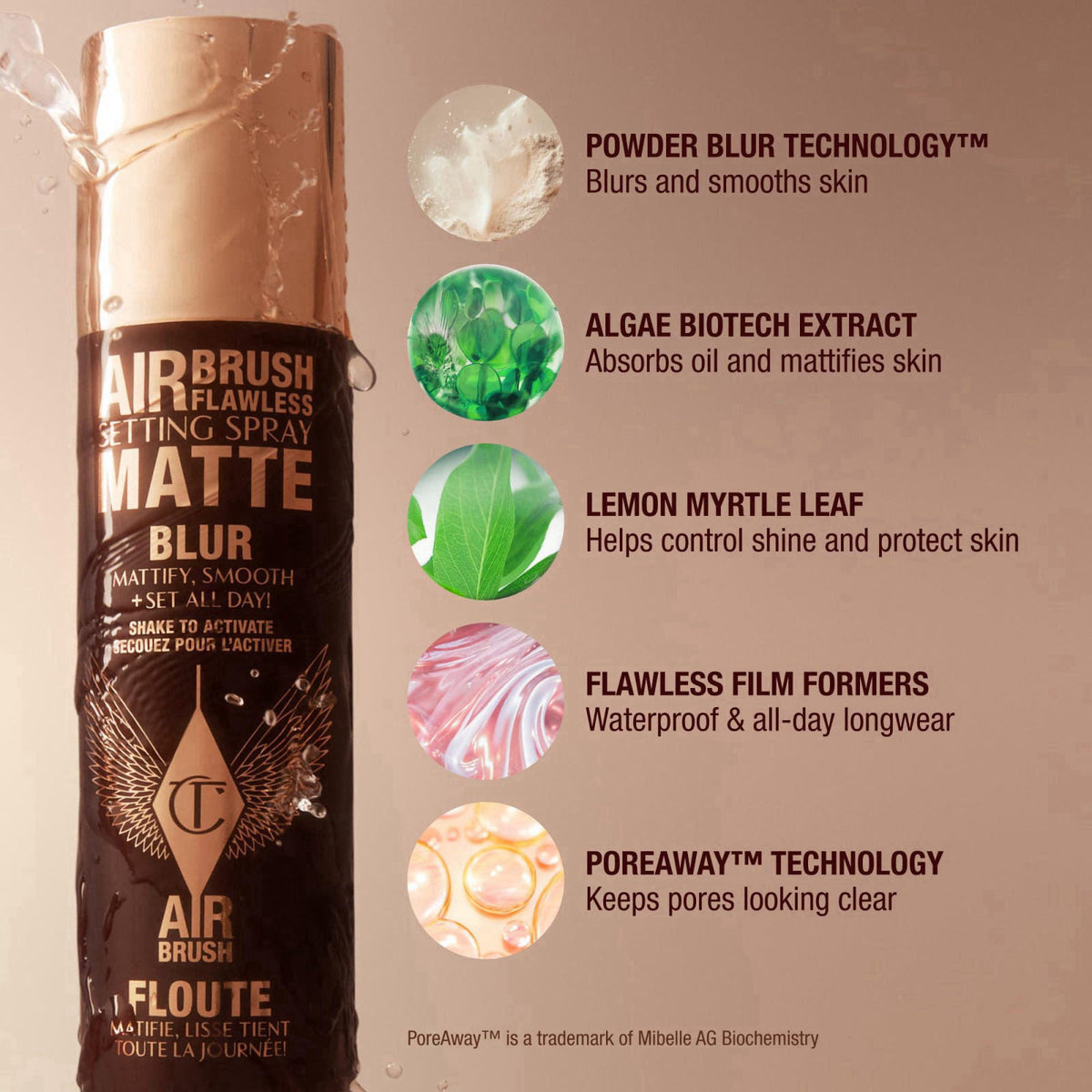 Charlotte Tilbury Airbrush Flawless Matte Setting Spray – Ulta-Fine Mist to Prime & Set Makeup Up to 16Hr – Oil and Shin