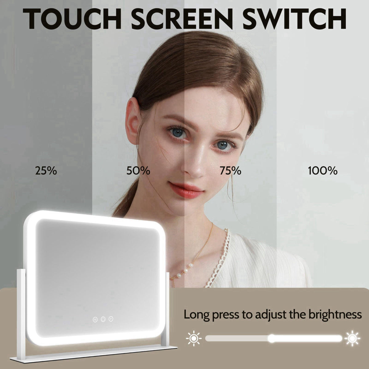 ROLOVE Lighted Makeup Mirror, 17"x13" Vanity Mirror with Lights, 10X Magnification, Gifts for Women, 3 Color Lig