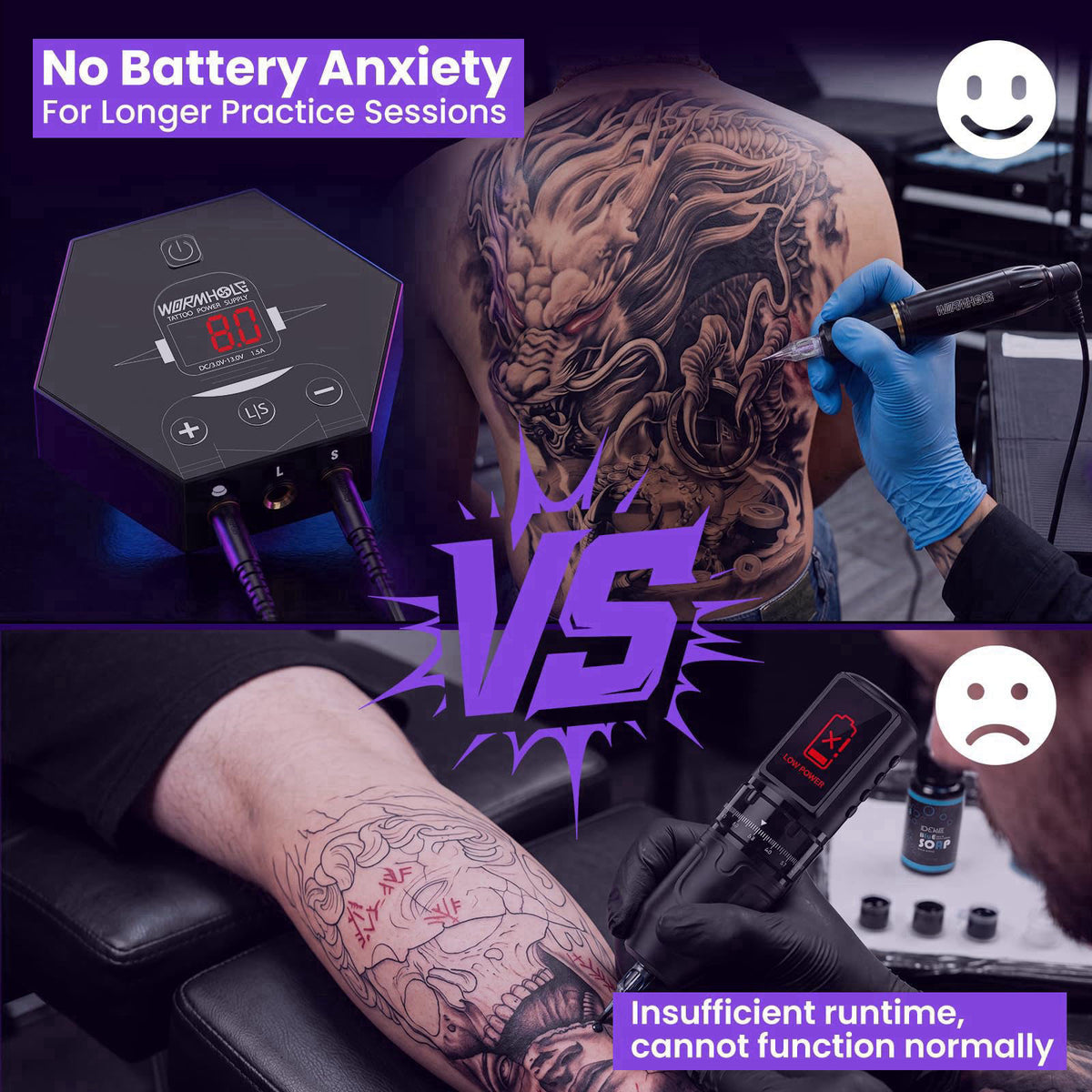 Wormhole Tattoo Gun Kit Uninterrupted Power Set for Beginners-Auri WTK070 – packaging and label