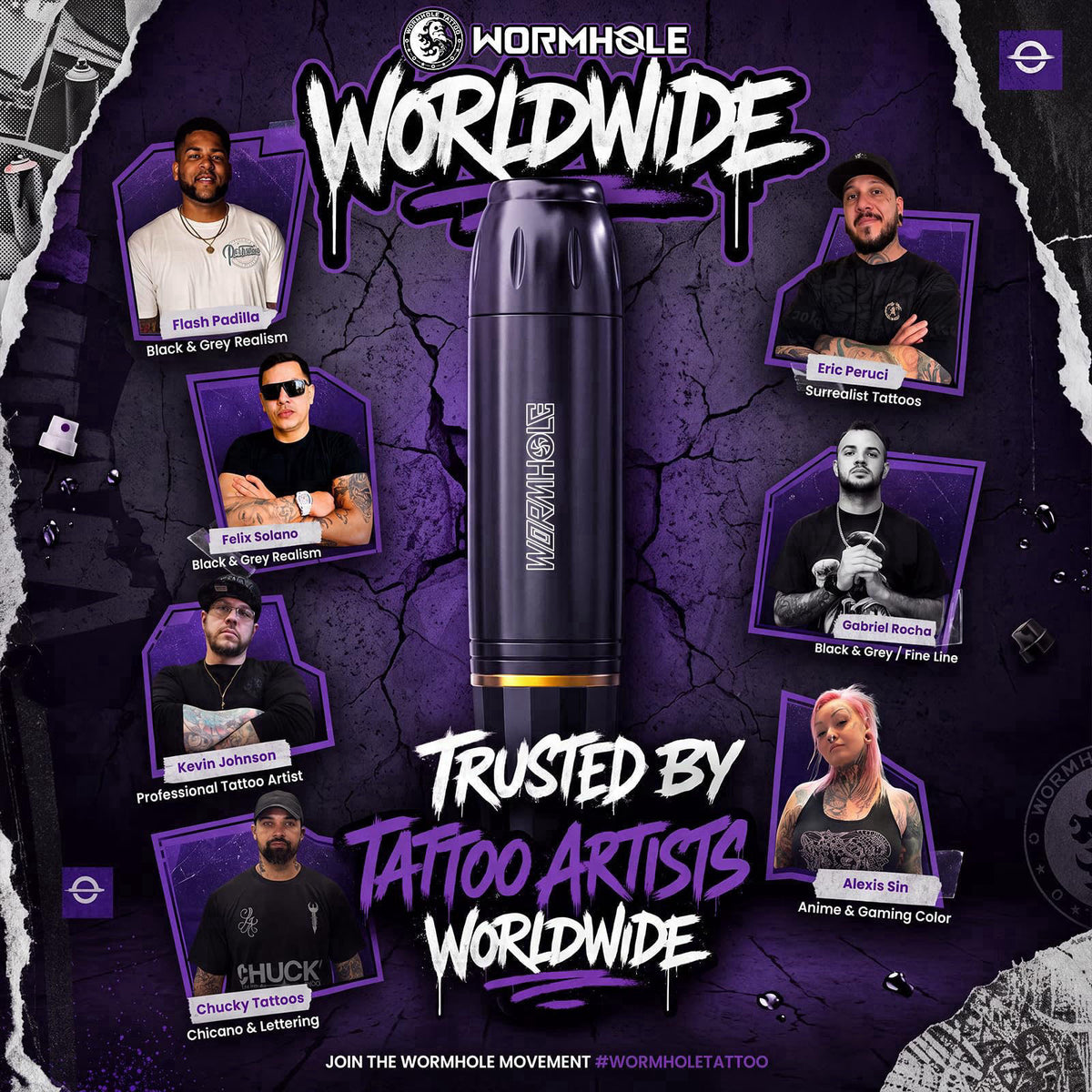 Wormhole Tattoo Gun Kit Uninterrupted Power Set for Beginners-Auri WTK070 – back view and specifications