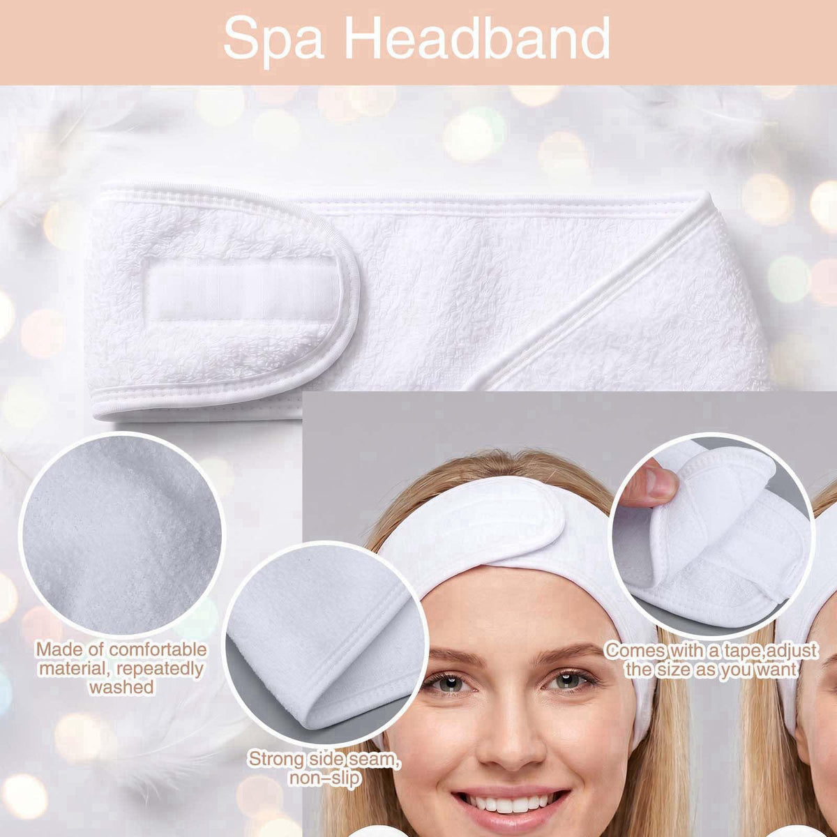 kuyeyzu 30 Pack Spa Headband for Women, Makeup Headband Adjustable Terry Cloth Face Wash Headbands for Shower, Skincare,