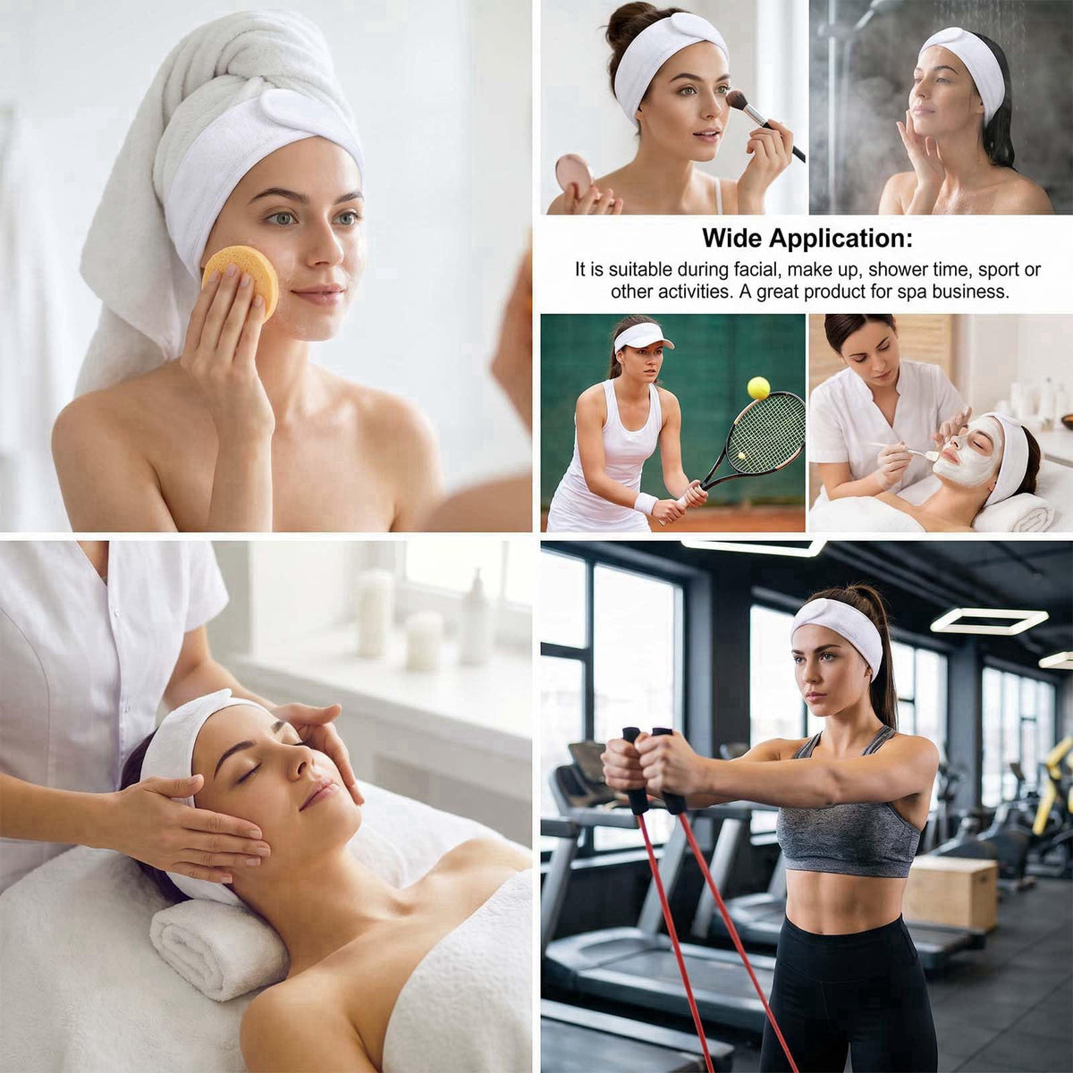 kuyeyzu 30 Pack Spa Headband for Women, Makeup Headband Adjustable Terry Cloth Face Wash Headbands for Shower, Skincare,