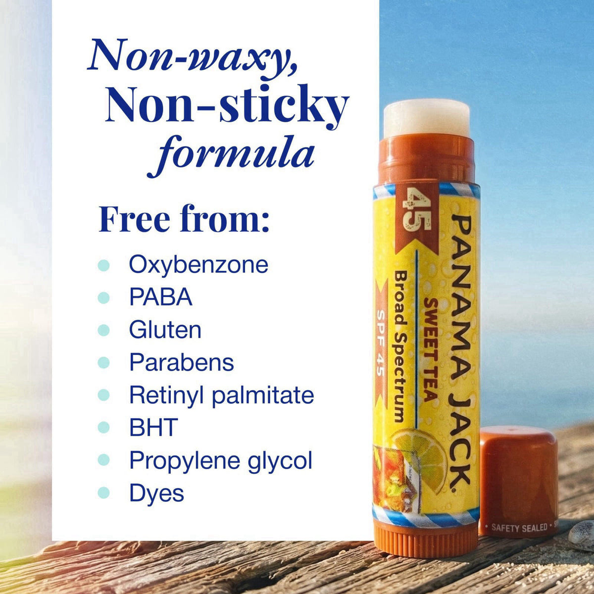 Panama Jack SPF 45 Sunscreen Lip Balm, Moisturizing, Sweet Tea, 12 Pack – alternate angle