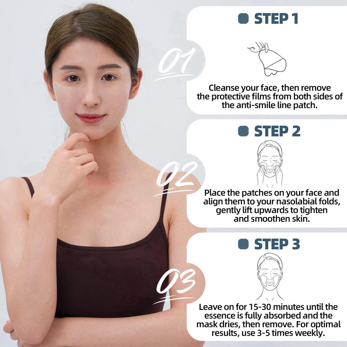 HYDROSMOOTH Smile Line Patches (12 pcs), Nasolabial Folds & Laugh Line Patches, Mouth Wrinkle Mask & Smoothing Patches, 