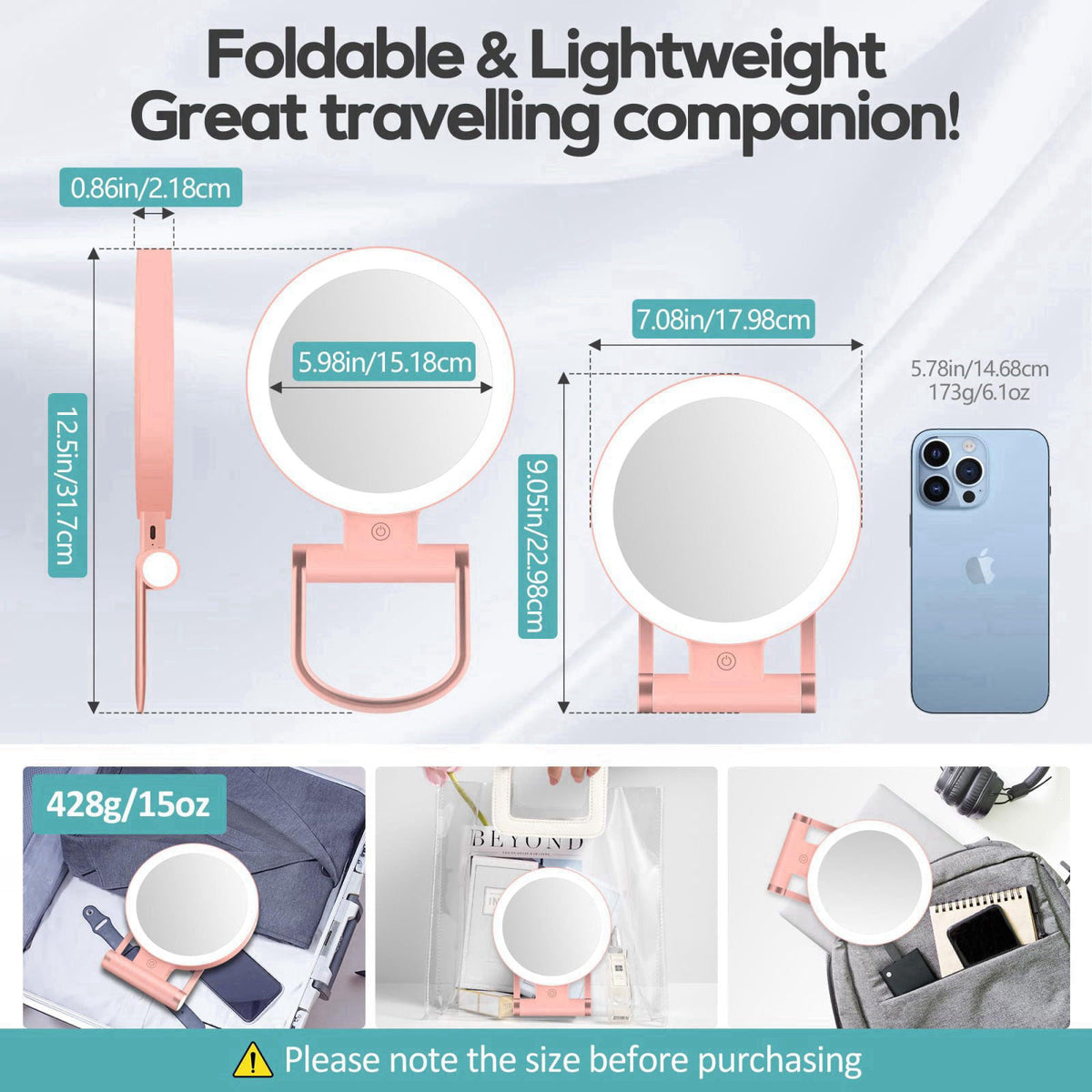B Beauty Planet Magnifying Mirror with Light 30X, Double-Sided 1X/30X Magnifying Makeup Mirror with Tweezer, 2000mAh 3 C