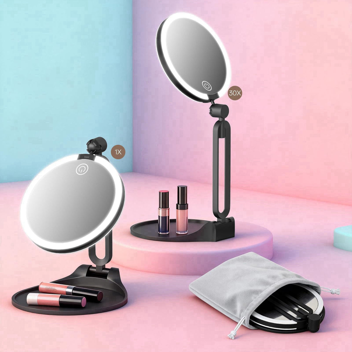 CC Mirrors Travel Magnifying Makeup Mirror with Lights, Double Sided 10X/1X, 6inch – product photo (Compact &amp; Travel