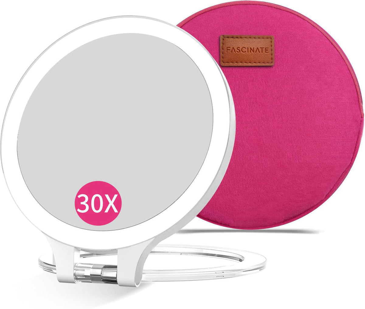 FASCINATE Travel 30X/1X Magnifying Mirror with Light Double Sided Mirror – product photo (Makeup Mirrors)