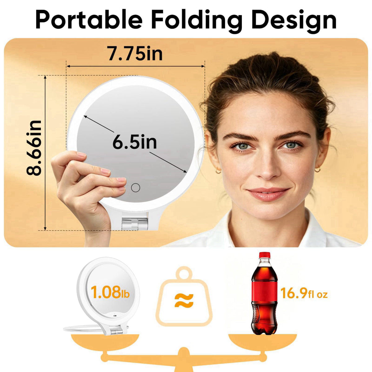 FASCINATE Travel 30X/1X Magnifying Mirror with Light Double Sided Mirror – close-up detail