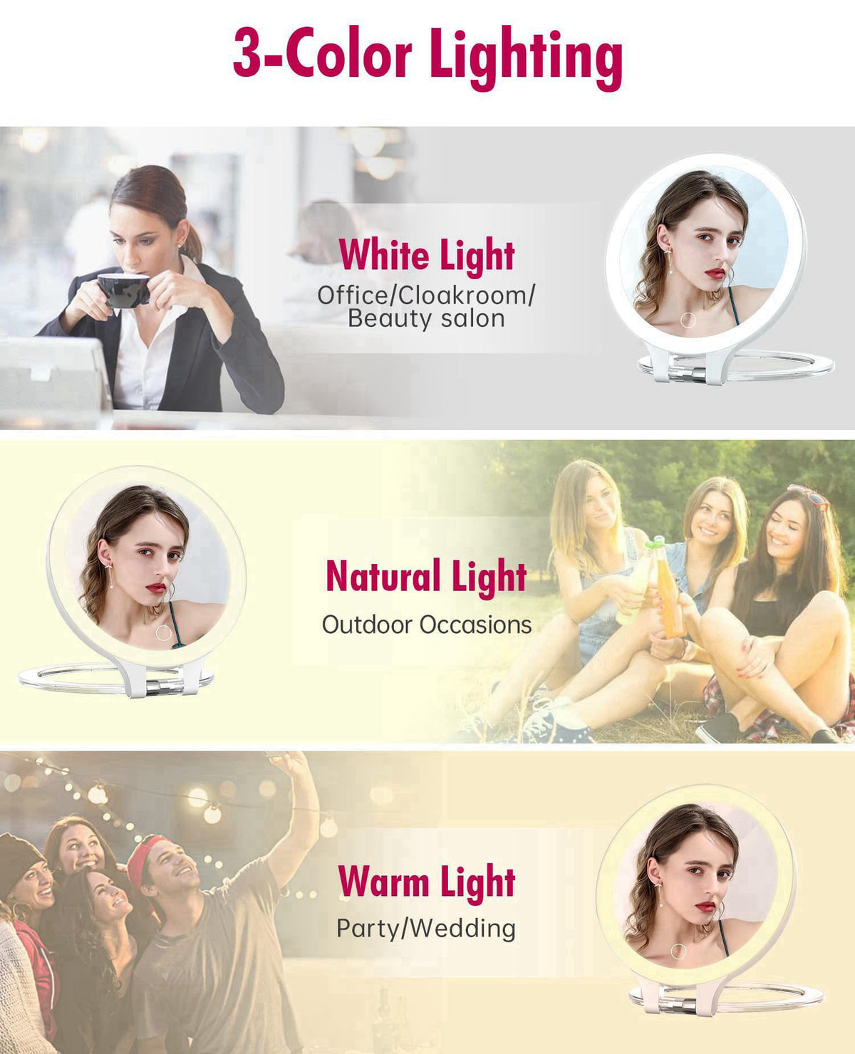 FASCINATE Travel 30X/1X Magnifying Mirror with Light Double Sided Mirror – alternate angle