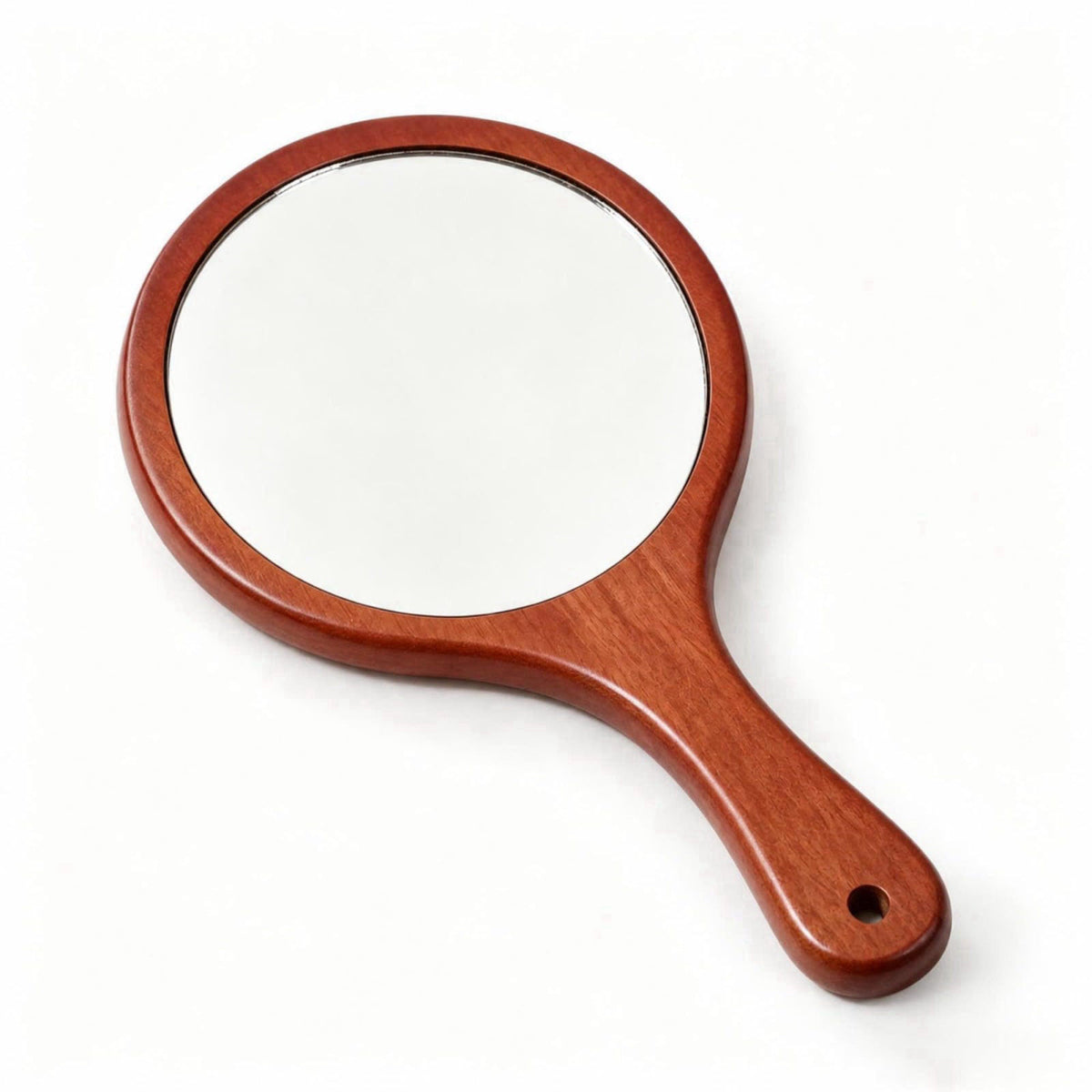 URVIP Solid Red Sandwood Handheld Mirror with Handle, HD Crystal Clear Wood Hand Mirror for Makeup, Professional Barber 