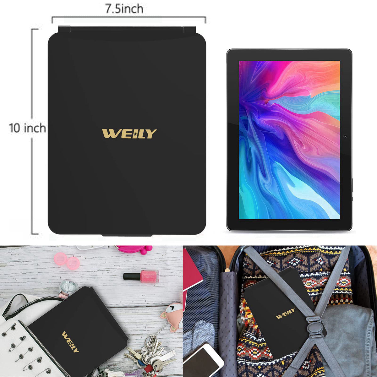 WEILY Portable Travel Mirror ，Foldable Makeup Mirror with 72 LED Lights – close-up detail
