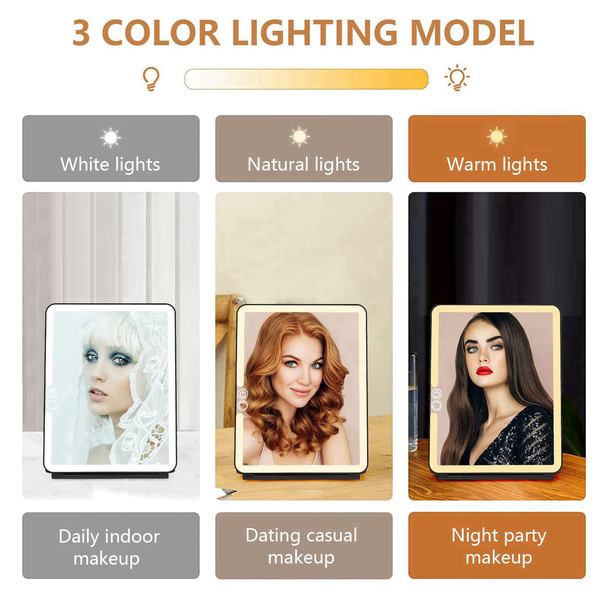 WEILY Portable Travel Mirror ，Foldable Makeup Mirror with 72 LED Lights – full view