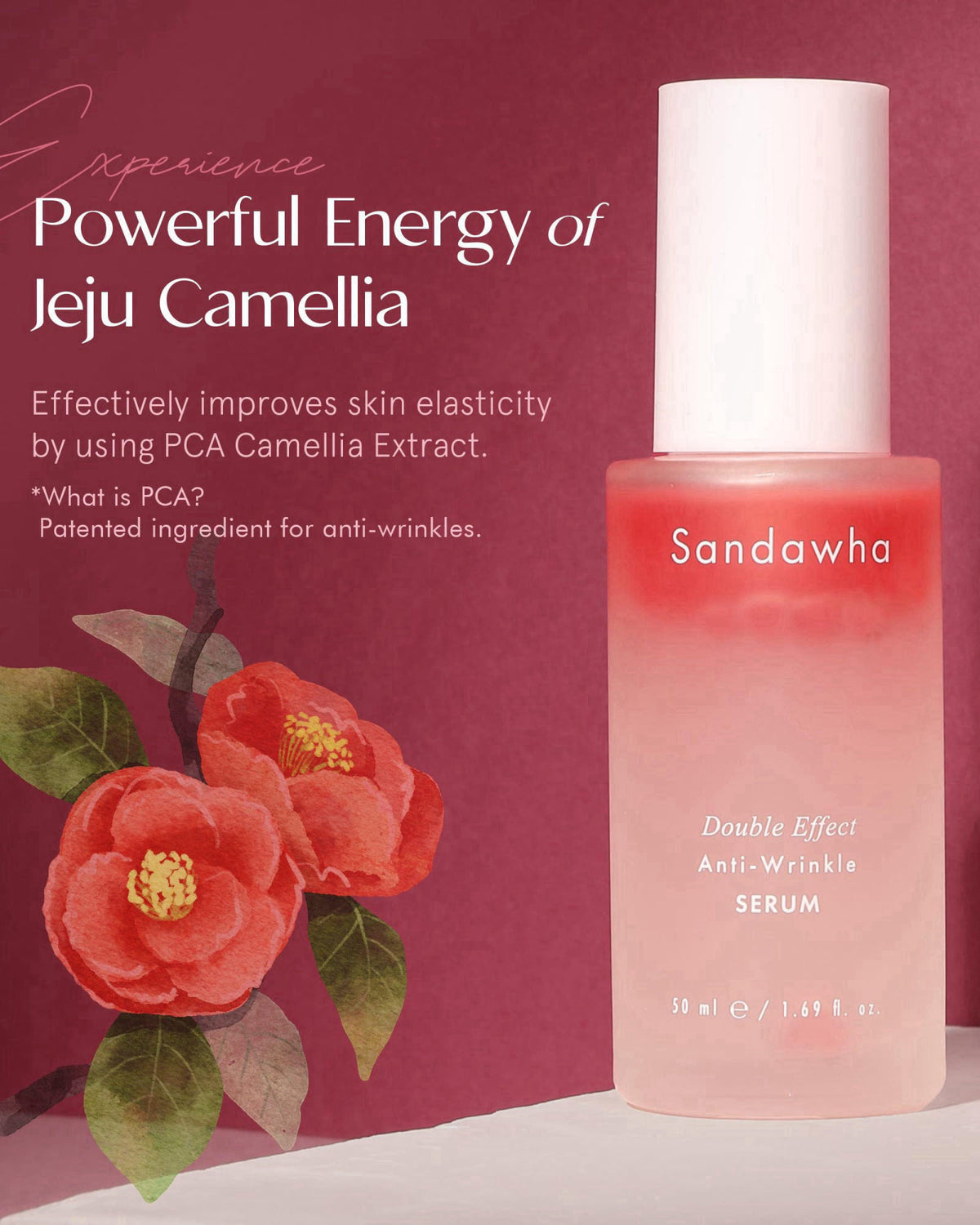 SKINCURE Sandawha Double Effect Anti-Wrinkle Serum with Camellia Extract - Korean Skincare Vegan Camellia Serum for Fine