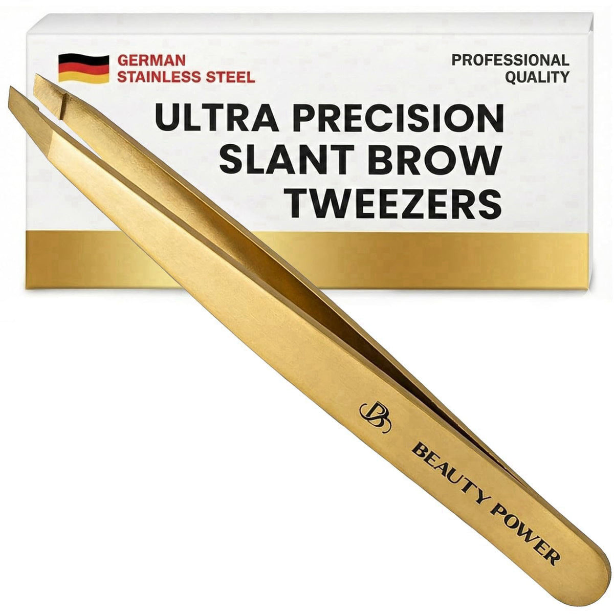 Beauty Power Tweezers for Women Facial Hair: Ultra Precision Tweezers for Women & Men, Sharp Slant Tweezer for Eyebrows,
