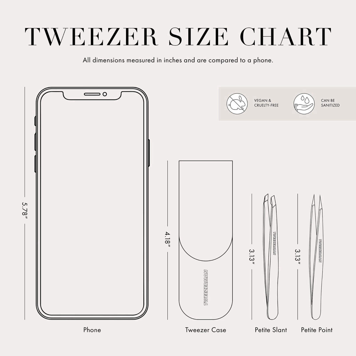 Tweezerman Exclusive Petite Tweeze Set for Eyebrows with Case Tea Rose – full view