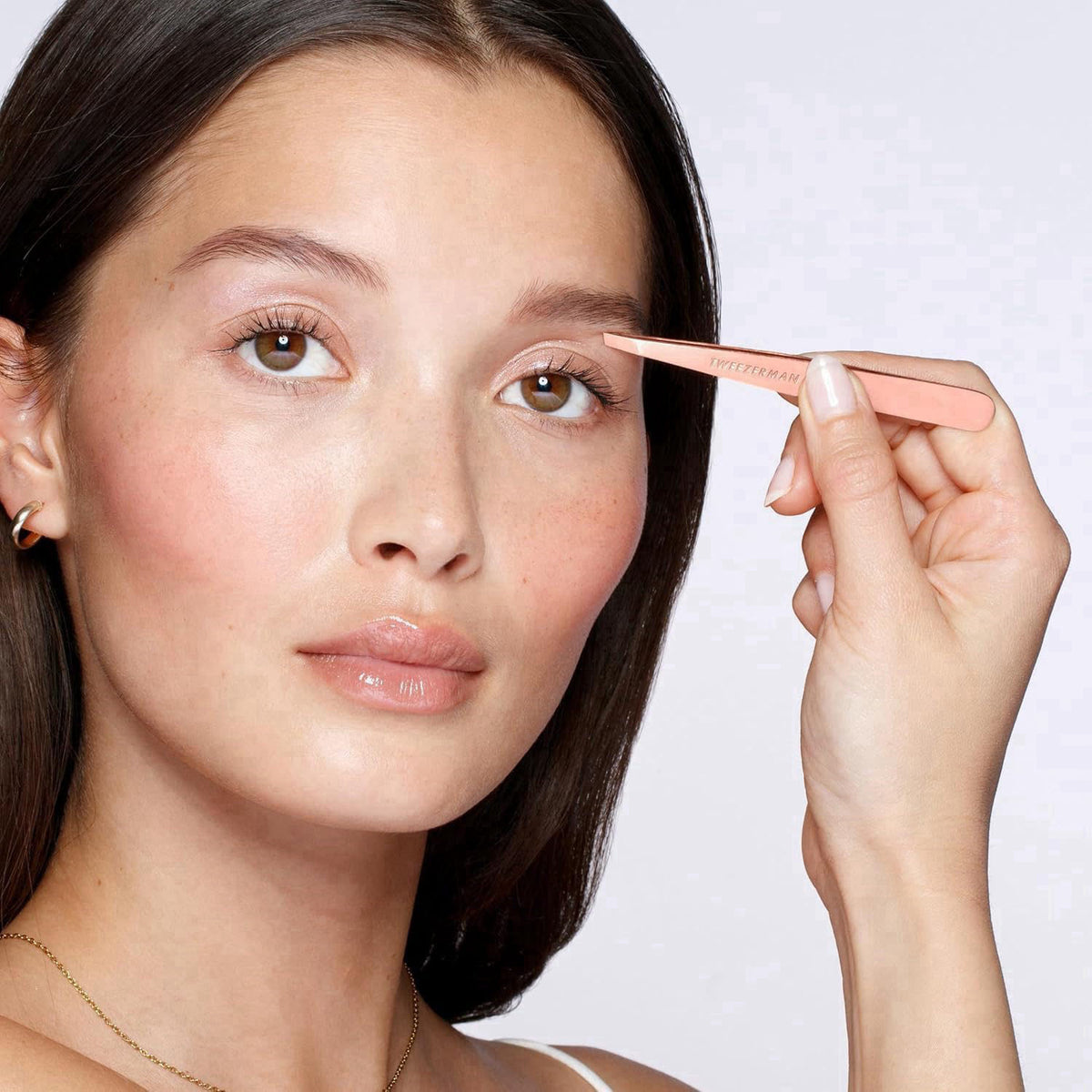Tweezerman Slant Tweezer – Tweezerman Tweezers for Eyebrows Rose Gold – back view and specifications