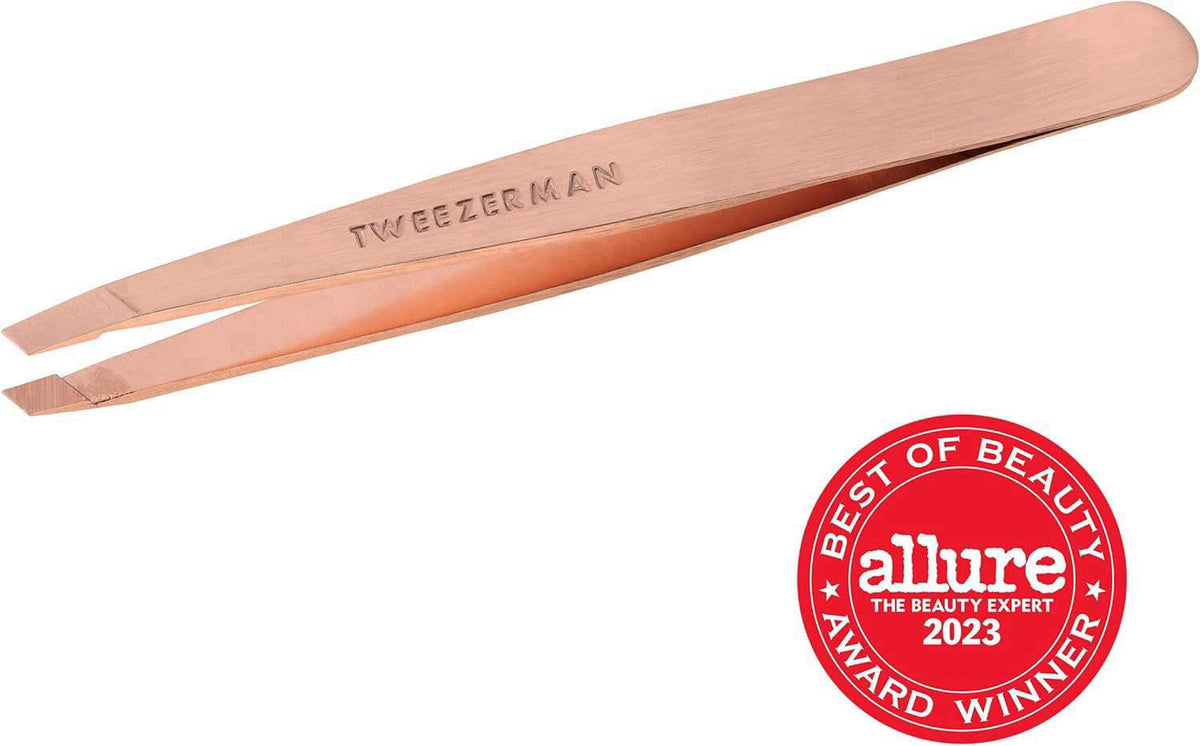 Tweezerman Slant Tweezer – Tweezerman Tweezers for Eyebrows Rose Gold – alternate angle