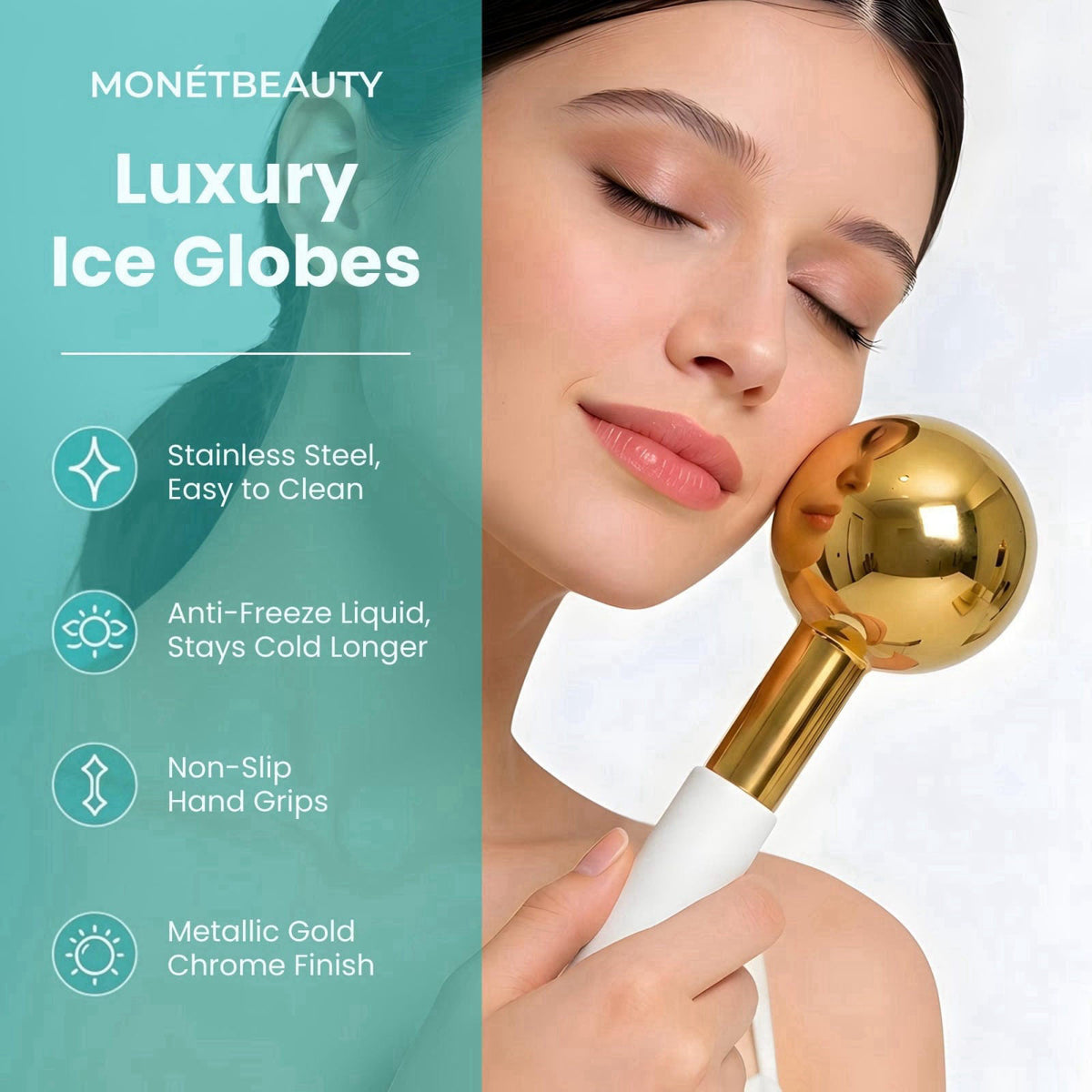 Mon&eacute;tBeauty Tighten Skin, Depuff & Sinus Relief? Try Stainless Steel Ice Globes for Facials - Durable Cryo Globes