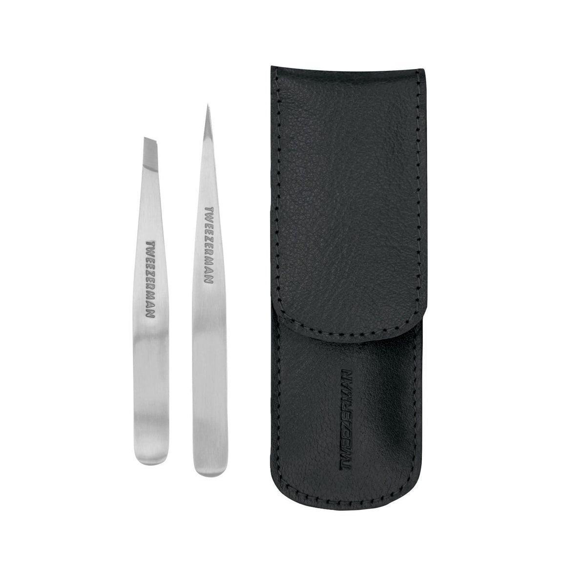 Tweezerman Petite Tweeze Set for Eyebrows with Travel Case Black