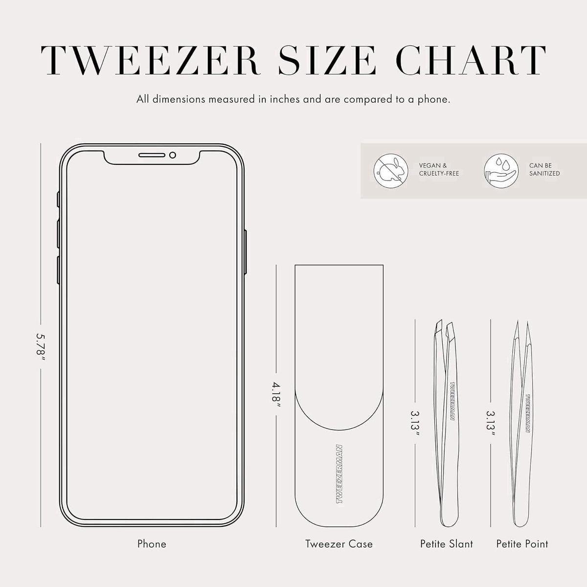 Tweezerman Petite Tweeze Set for Eyebrows with Travel Case Black – packaging and label