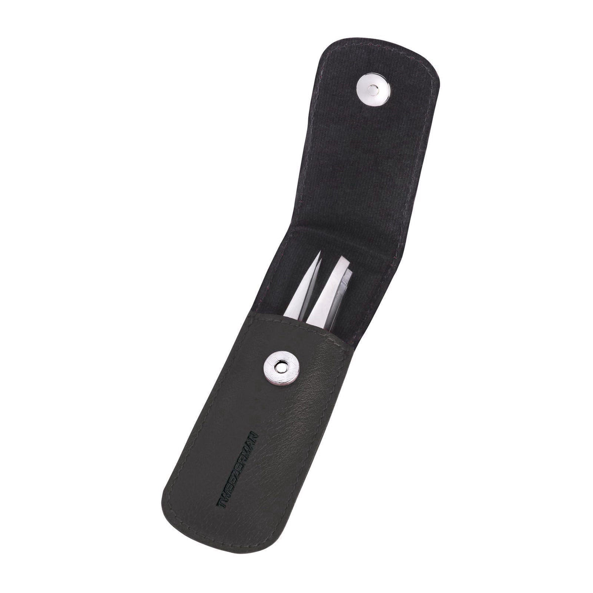 Tweezerman Petite Tweeze Set for Eyebrows with Travel Case Black – full view