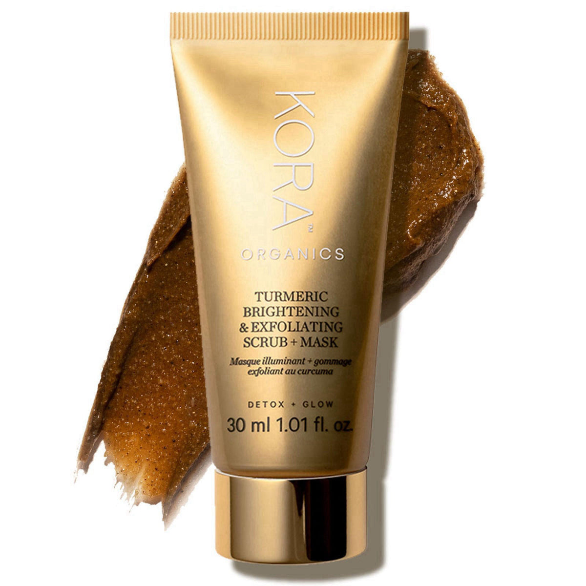 KORA Organics Turmeric Brightening & Exfoliating Face Scrub + Mask, 30 ml – product photo (Scrubs)