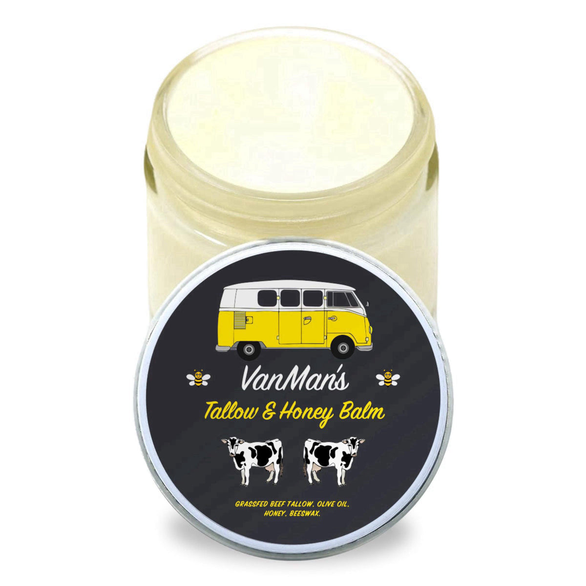 The VanMan Company Vanman's Tallow and Honey Balm With No Added Scent - Face Moisturizer with Grass-Fed/Finished Beef Ta