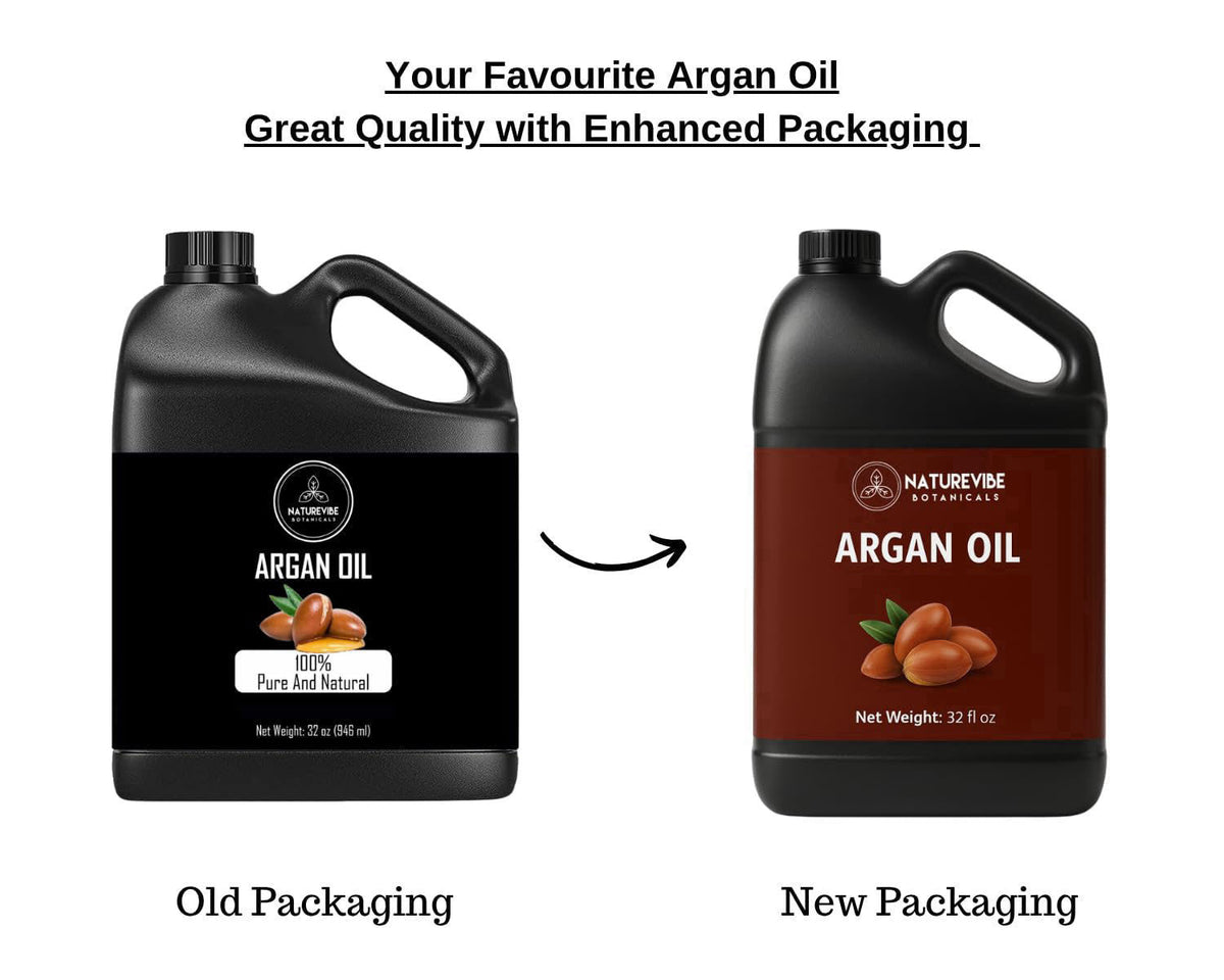 Naturevibe Botanicals Argan Oil 32 Fl oz – Cold Pressed, Unrefined, Pure Moroccan Argan Oil for Hair, Skin, Face & Massa