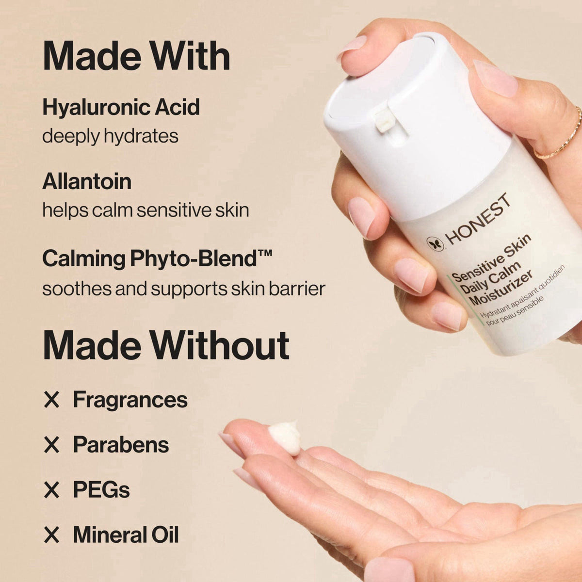 Honest Beauty Sensitive Skin Daily Calm Lightweight Moisturizer, 1.7 fl oz – packaging and label
