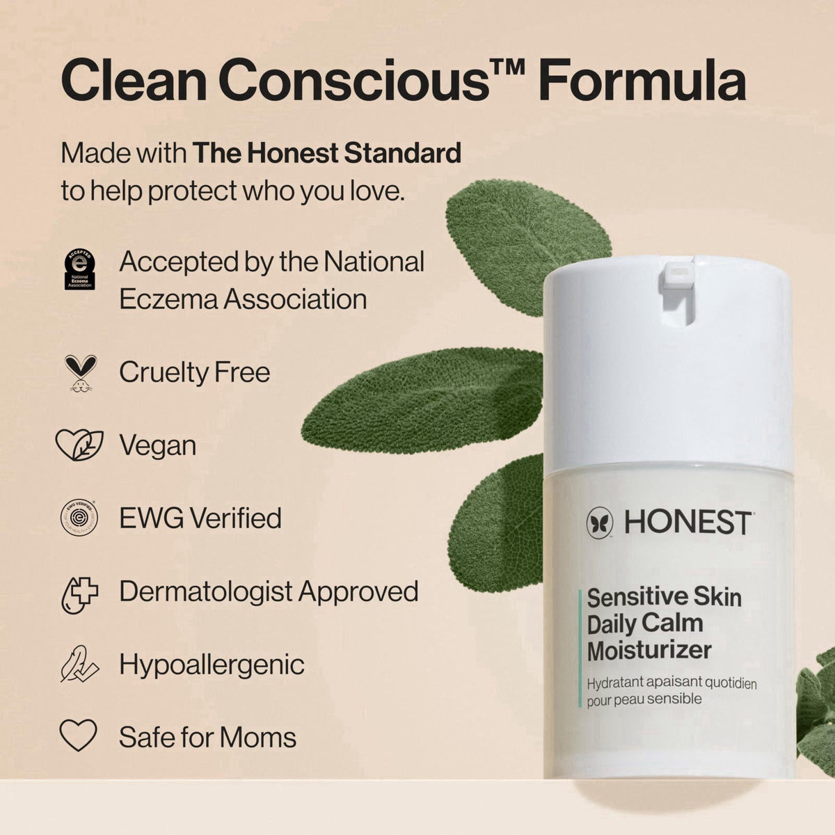 Honest Beauty Sensitive Skin Daily Calm Lightweight Moisturizer, 1.7 fl oz – full view