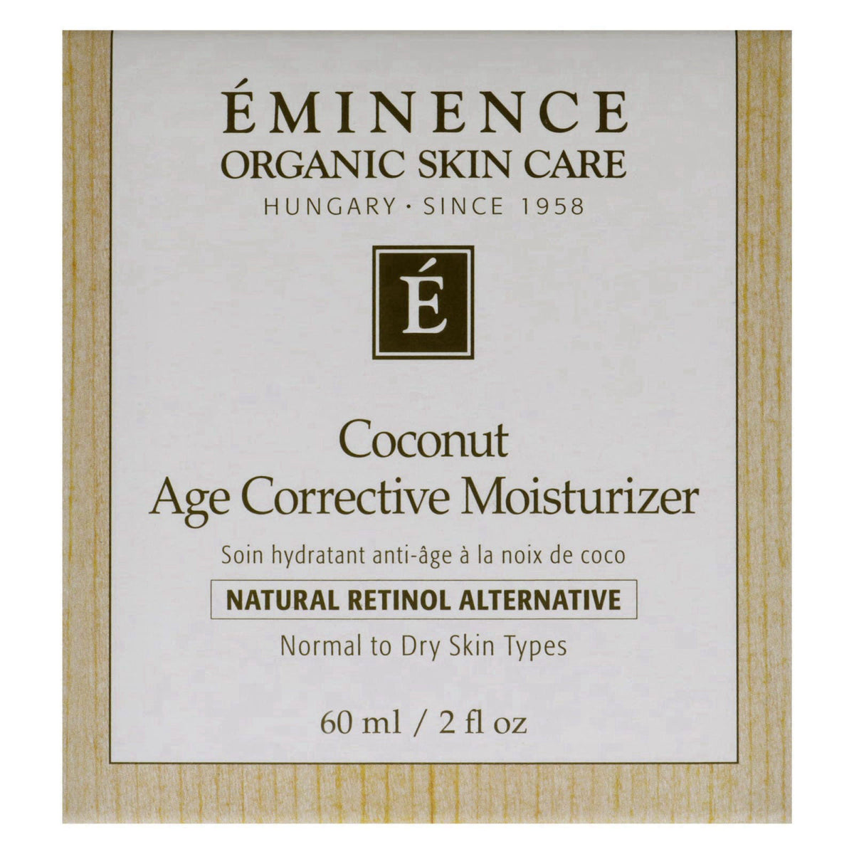 Eminence Organics Coconut Age Corrective Moisturizer, 2 oz – back view and specifications