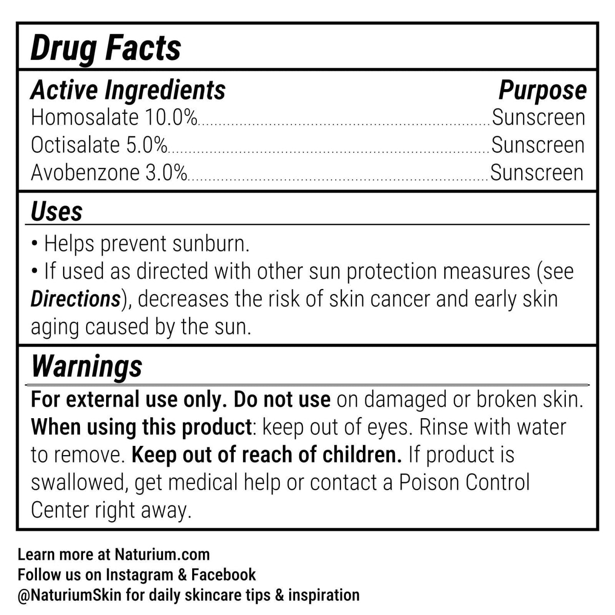 Naturium – Facial Sunscreens on display