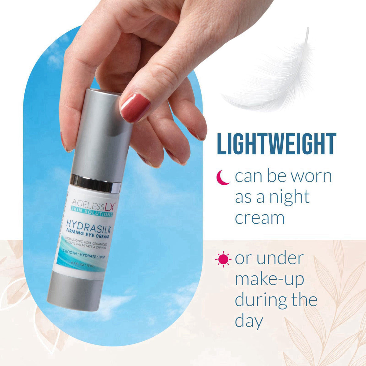 AgelessLX - Hydrasilk Eye Cream - Firming Under Eye Cream for Dark Circles and Puffiness - Hyaluronic Acid Moisturizer f