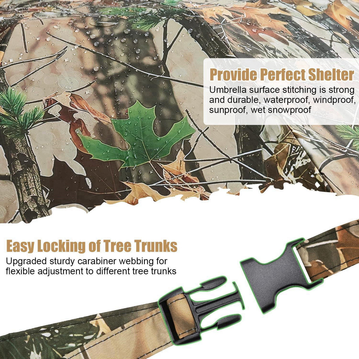 Kalkal 58' Wide Tree Stand Umbrella with Heavy Duty Rod, Durable Hunting Umbrella with Camo - Portable Hunting Accessori