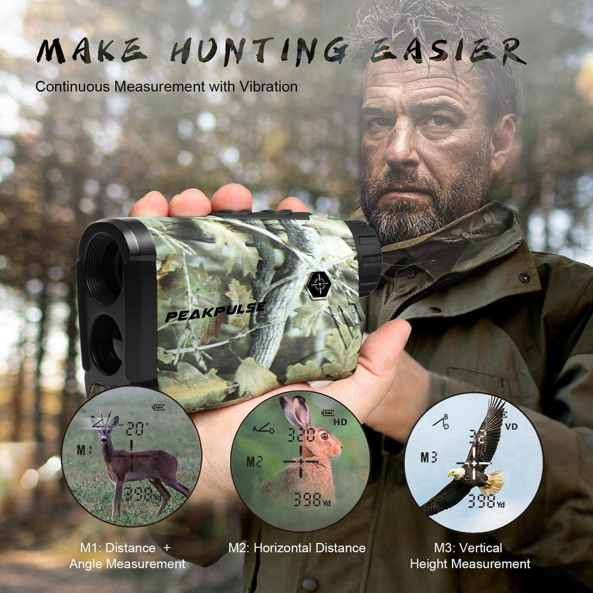 PEAKPULSE Hunting Range Finder 1400Yds 6X Angle Height Spare Batt. – full view