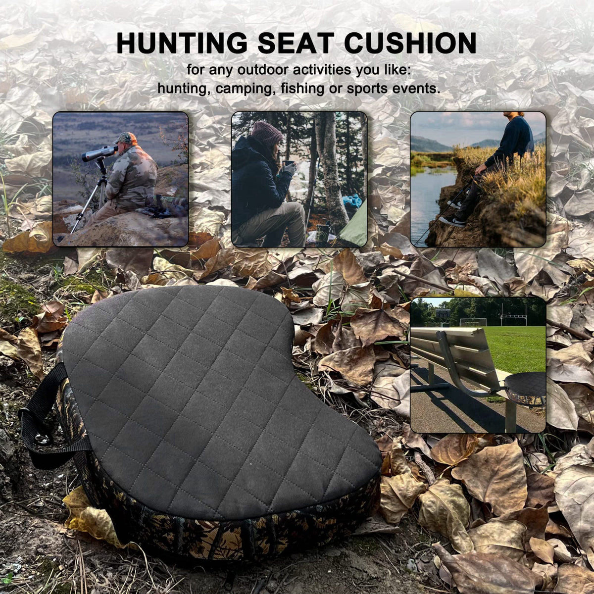 URMONA Portable Hunting Seat Cushion, 11.4 x 15.7 x 2.8 in, Waterproof – packaging and label