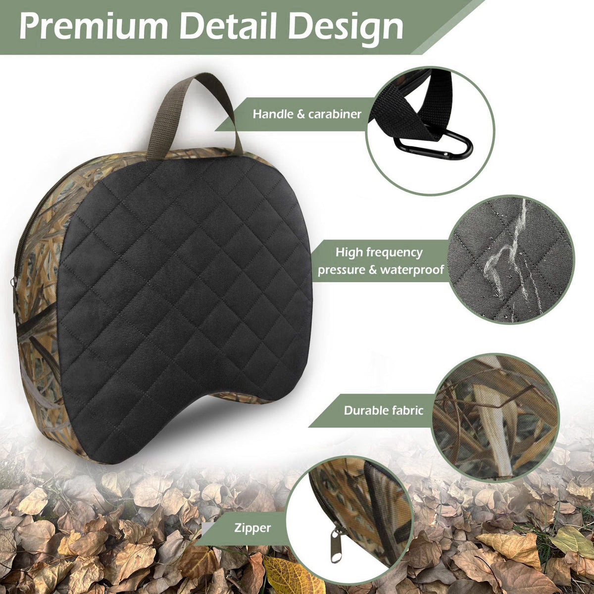 URMONA Portable Hunting Seat Cushion, 11.4 x 15.7 x 2.8 in, Waterproof – full view